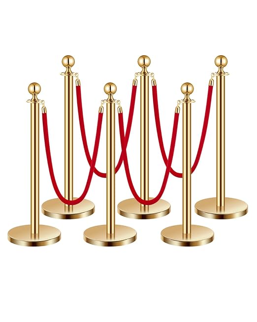 VEVOR Stanchions and Velvet Ropes 6Pcs, Hollow Base by VEVOR