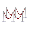 6 PCS Stanchions and Velvet Ropes Set, Hollow Base by Unknown
