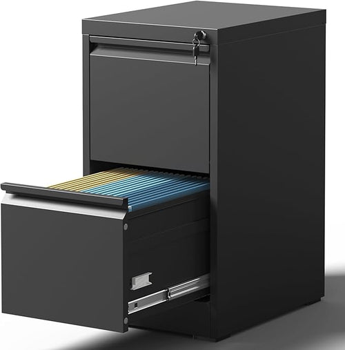 2 Drawer File Cabinet with Lock, Steel Vertical Filing Cabinets by BIZOEIRON