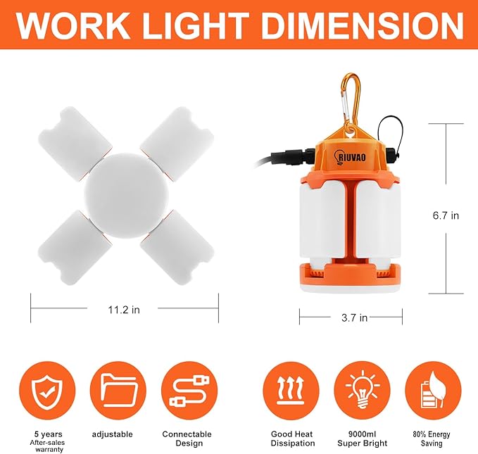 60w LED Temporary Work Light, 9000Lm 5000K Super Bright Construction Lights 4 - Image 2