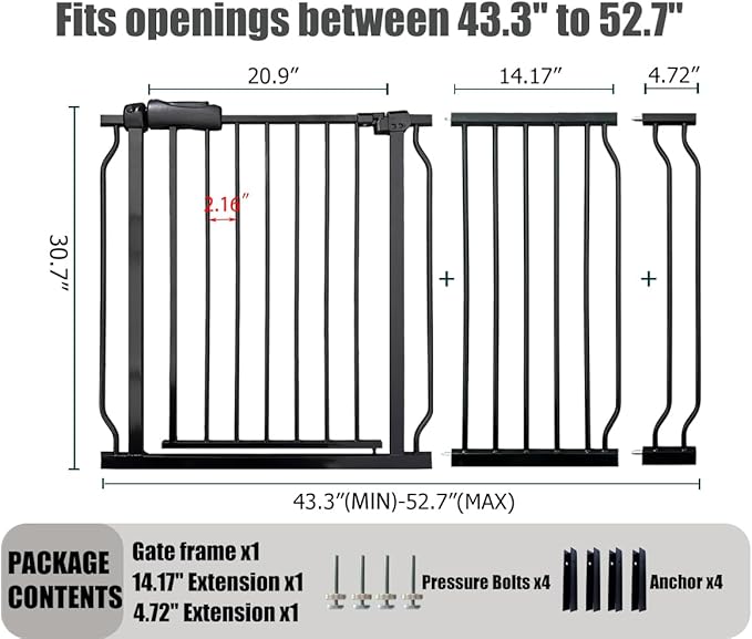 Extra Wide Baby Gate 48-52.7 Inch - Image 2