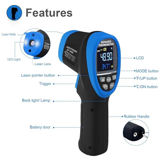 High Temperature IR Thermometer -58℉- 2732℉, Dual Laser Industrial Pyrometer - Image 5