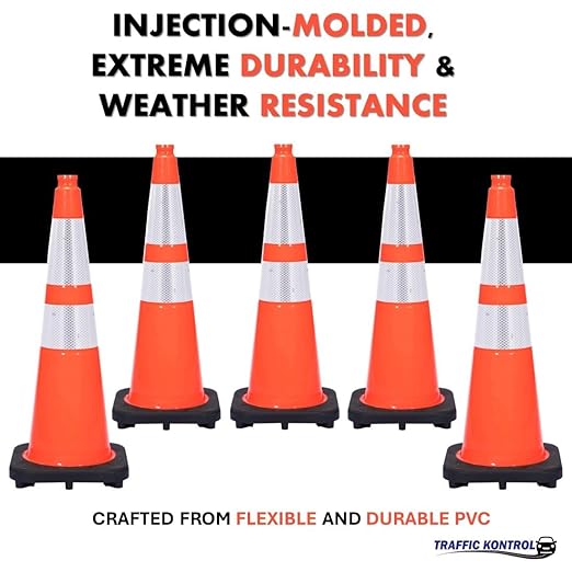 6 Pack 28" Inch Orange Traffic Safety Cones - Image 6