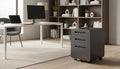 Modern 3-Drawer Mobile File Cabinet, Dark Grey Metal Filing Cabinet by FEBORY