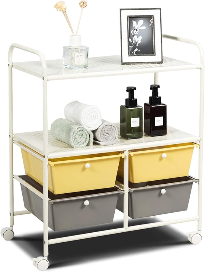 Giantex Rolling Storage Cart w/ 4 Drawers 2 Shelves Metal Rack Shelf Home - Image 9