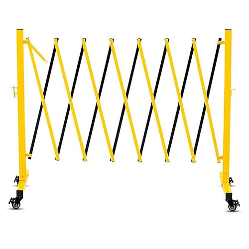11 Traffic Barricade with Casters, Metal Expandable Barricade, Folding Security by Bstyjqxh