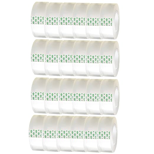 24 Pack Transparent Tape Clear Tape Refills Rolls Each Roll 3/4 x 1000 Inches by WUKAKA