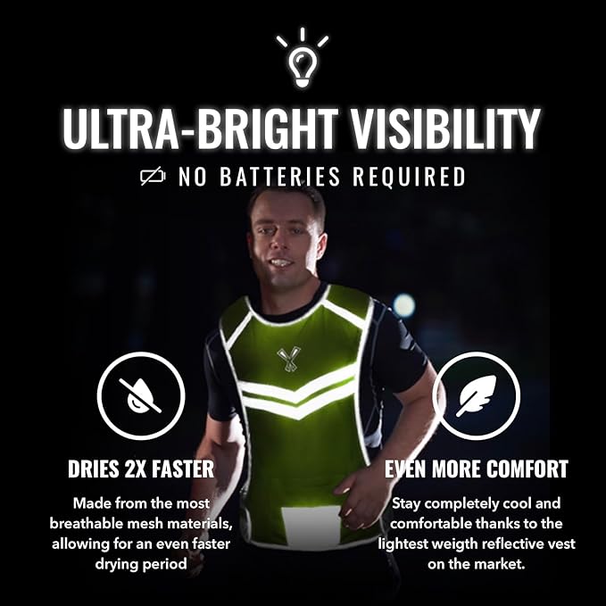 Running Reflective Vest, Inside Pocket & 2 Bands, High Visibility Reflective - Image 3