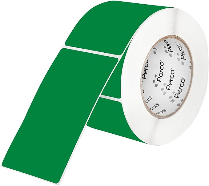 Perco Green 3x5 Inch Perforated Sticker Labels — 150 Stickers Per Roll — by Perco