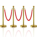 4Pcs Gold Stanchion Post Queue Velvet Ropes and Posts by SuiROYI
