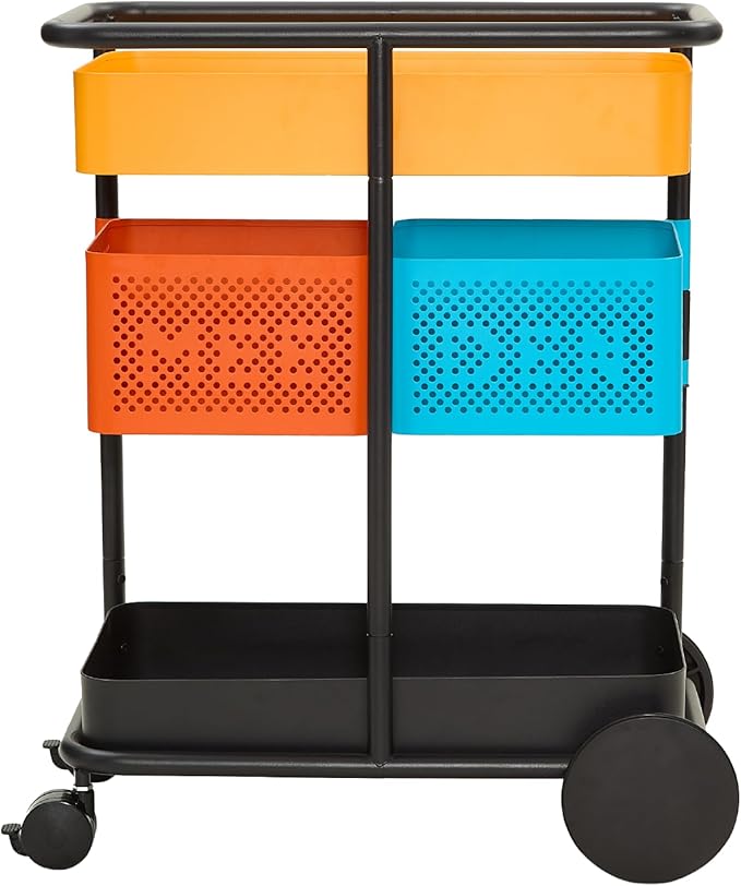 MEEDEN 3 Tier Rolling Utility Cart: Metal Heavy Duty Storage Cart Organizer by MEEDEN