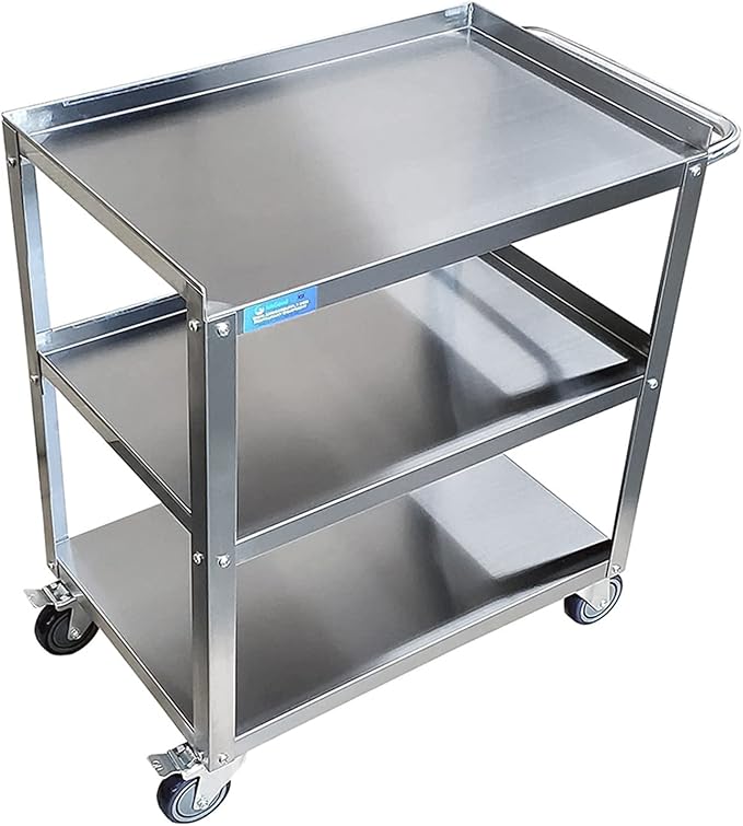 15 in. Wide X 24 in. Long X 33 in High | 3 Shelf Metal Utility Cart on Wheels - Image 3