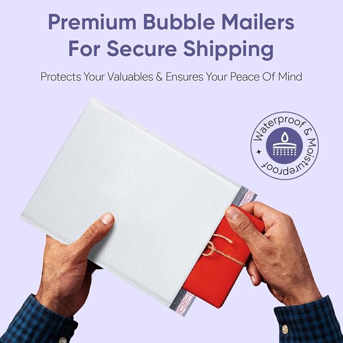 White 8.5x12 Inch Poly Bubble Mailers #2 |Self Seal Padded Envelopes | Air - Image 3