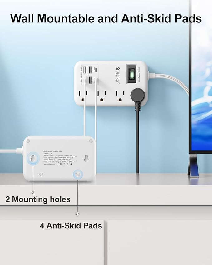 6 USB Surge Protector Power Strip- 10 Ft Extension Cord - Image 6