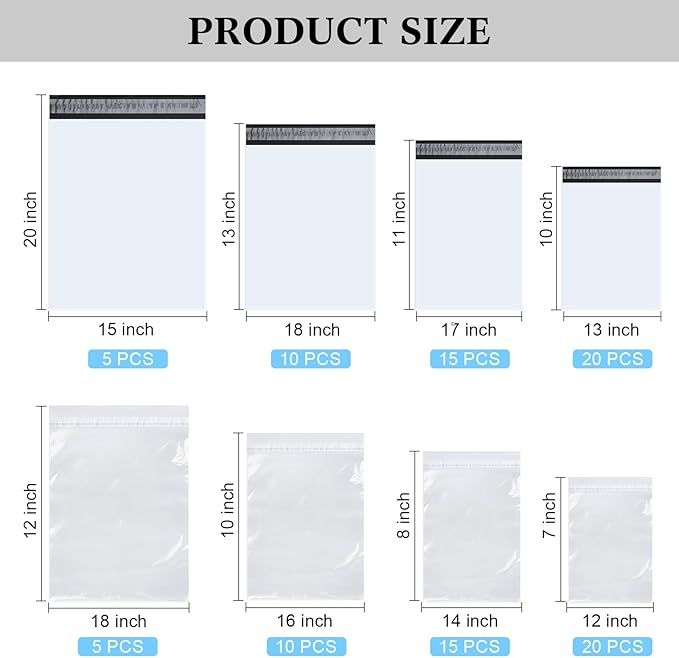 Outus 50 Pcs Mailers with 50 Pcs Poly Self Adhesive Clothes Packaging Bags 4 - Image 2