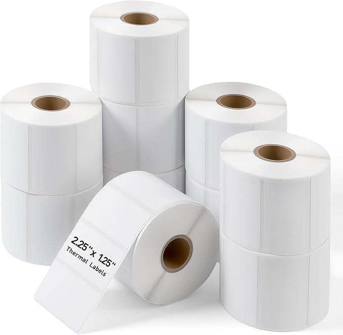 2.25"x 1.25" Direct Thermal Labels-Perforated Barcodes, Shipping Label Paper by LuckyGuard