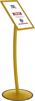 M&T Displays Simplistic Curved Menu Board 11x17 inch Gold Pedestal Sign Holder by MTDisplays