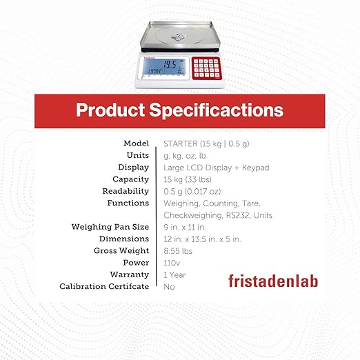 Fristaden Lab Counting Scale | 30 kg x 0.5 g | Industrial Counting Scale - Image 4