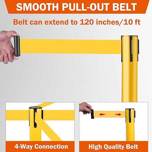 6 Pack Yellow Crowd Control Stanchions - Image 5