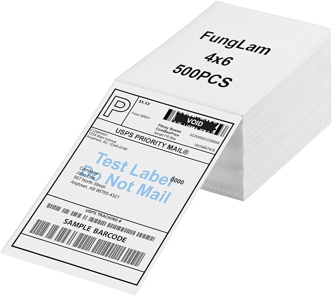 FungLam 4"x6" Thermal Shipping Labels, Fanfold 4"x6" Thermal Labels, Shipping by FungLam