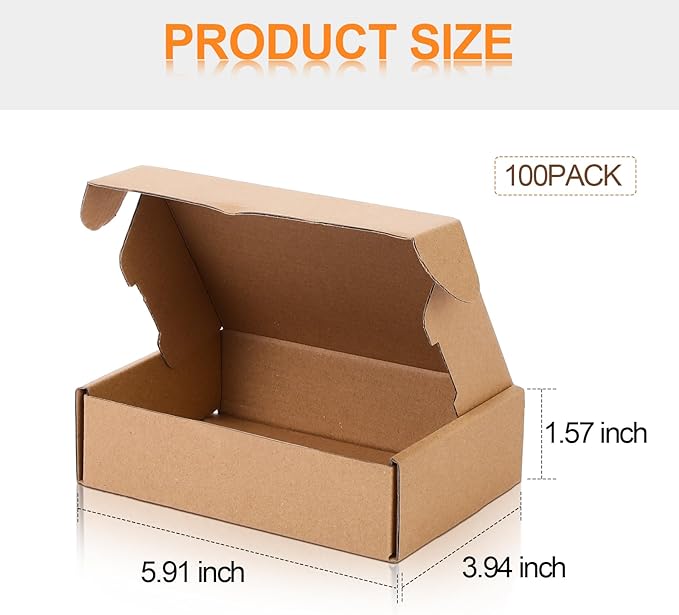 Qilery 100 Pcs Shipping Boxes Cardboard Gift Corrugated Cardboard Brown Boxes - Image 2