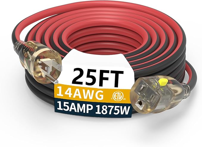 25FT 14/3 Gauge Heavy Duty Outdoor Extension Cord Waterproof by primoWire