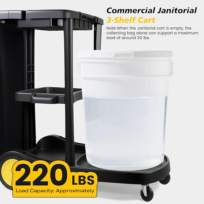 ALANNG Cleaning Cart for Housekeeping & Commercial Use, Janitorial Service Cart - Image 8