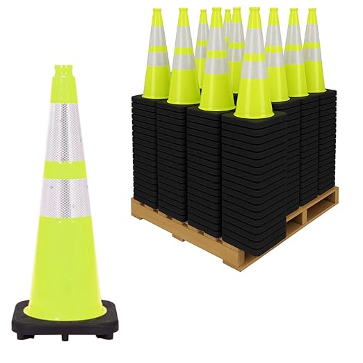 24 Pack 28" Inch Lime Traffic Safety Cones by TRAFFIC+KONTROL