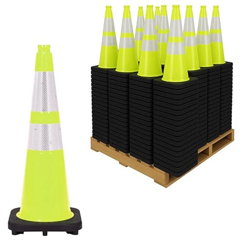 130 Pack 36" Inch Lime Traffic Safety Cones by TRAFFIC+KONTROL