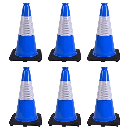 6 Pack 18 Inch Blue Traffic Cones by OranclUS