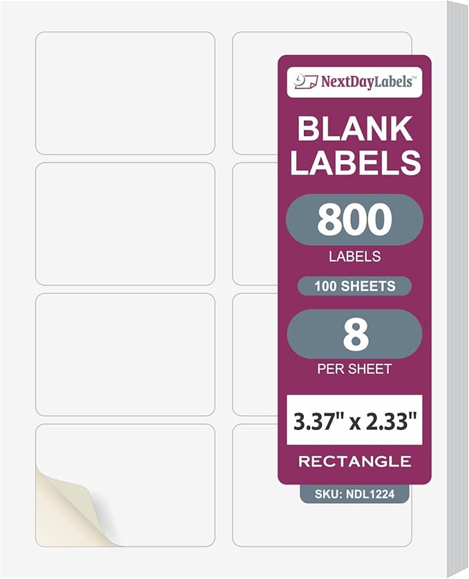 NextDayLabels – 3-3/8" x 2-1/3" Rectangular Sticker Labels by NextDayLabels