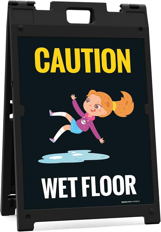 Caution Wet Floor with Graphic Sidewalk Sign Kit, 18x24 Inches, with A Frame by SigoSigns