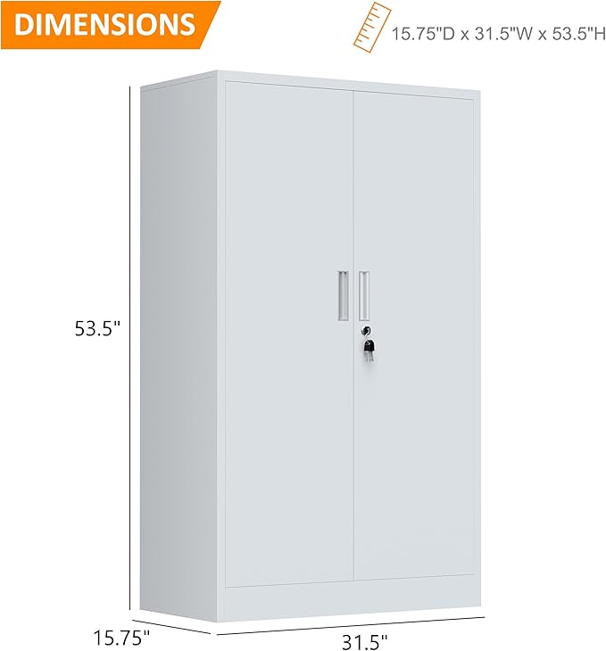 Metal Storage Cabinet with Locking Doors and 3 Adjustable Shelves, Lockable - Image 3