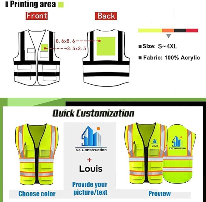 YOWESHOP High Reflective Visibility Safety Vest Custom Your Logo Safety Workwear - Image 3