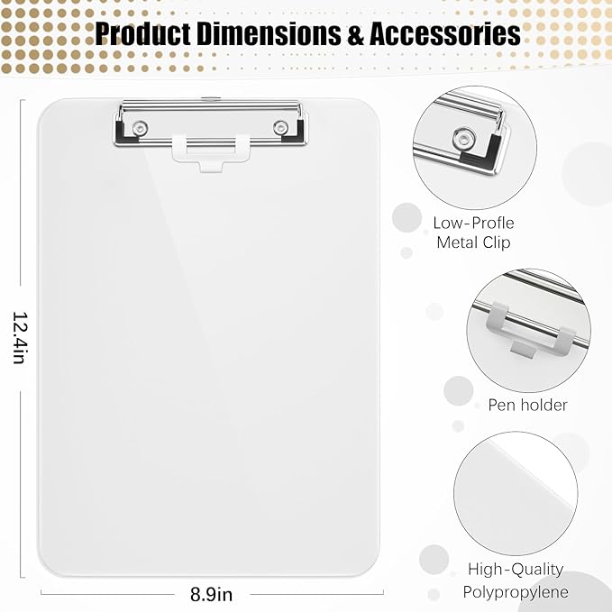Hongri Plastic Clipboard, A4 Letter Size Clipboards - Image 3