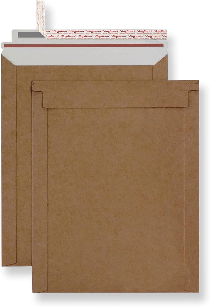 Rigid Mailers 30 Pack 7.5 x 9.5 inches Brown Self Seal Stay Flat Bulk Cardboard by Bonfasvo