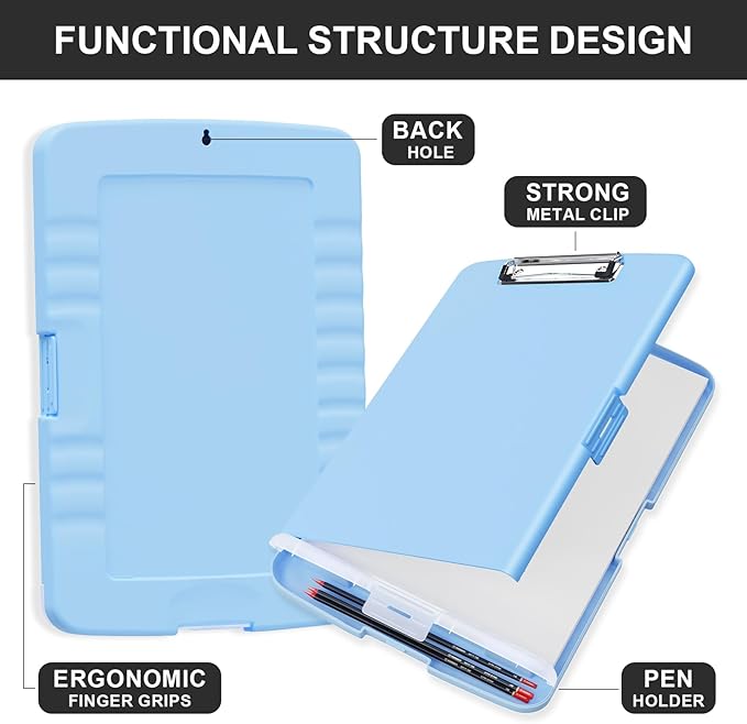 Plastic Clipboard with Storage, 8.5 x 11 Storage Organization Box Side-Opening - Image 3