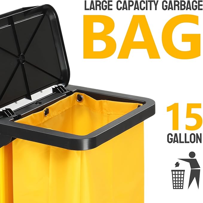 TUFFIOM Janitorial Cart with Key-Locking Cabinet, 3-Shelf Commercial Cleaning - Image 3