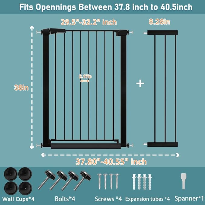 38.5" Extra Tall Pet Gate Pressure Mounted - Image 2