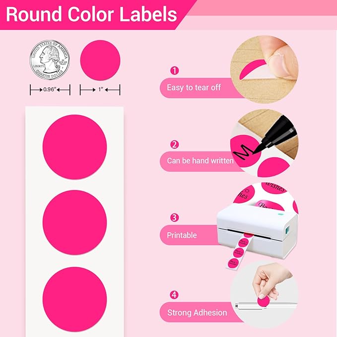 1 Inch Circle Dot Stickers 1000 PCS Color Coding Thermal Labels Dots Writable - Image 3