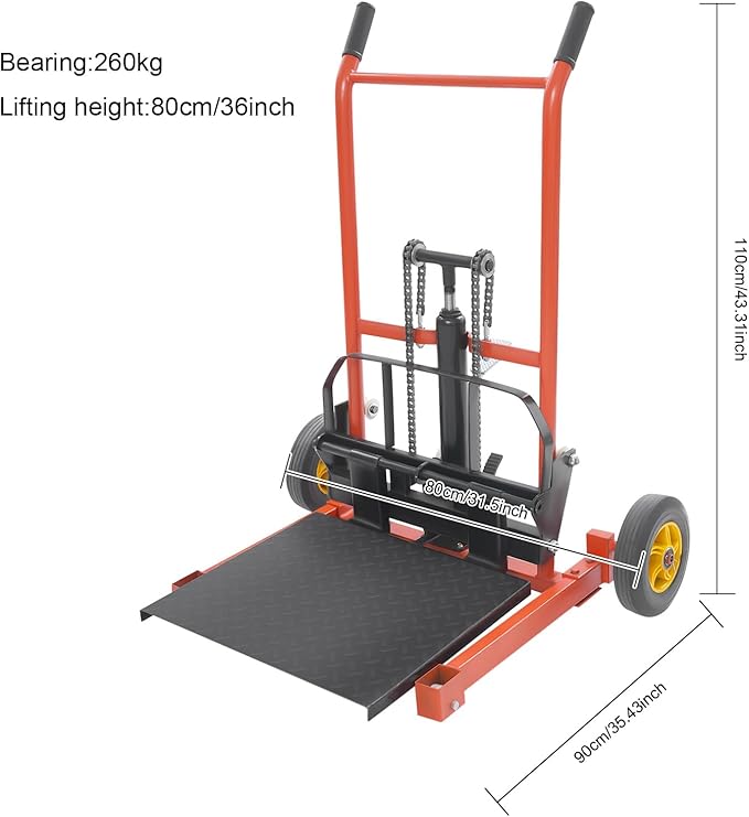 Hydraulic Material Lift Winch Stacker, 577 LBS Capacity Manual Forklift Pallet - Image 2