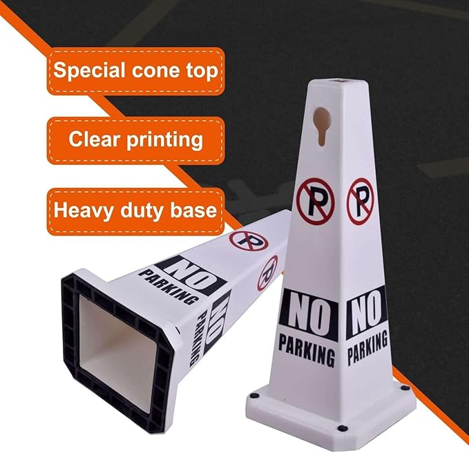 No Parking Sign, 26.4-Inch Traffic Safety Cone, High-Visibility, Weatherproof - Image 3