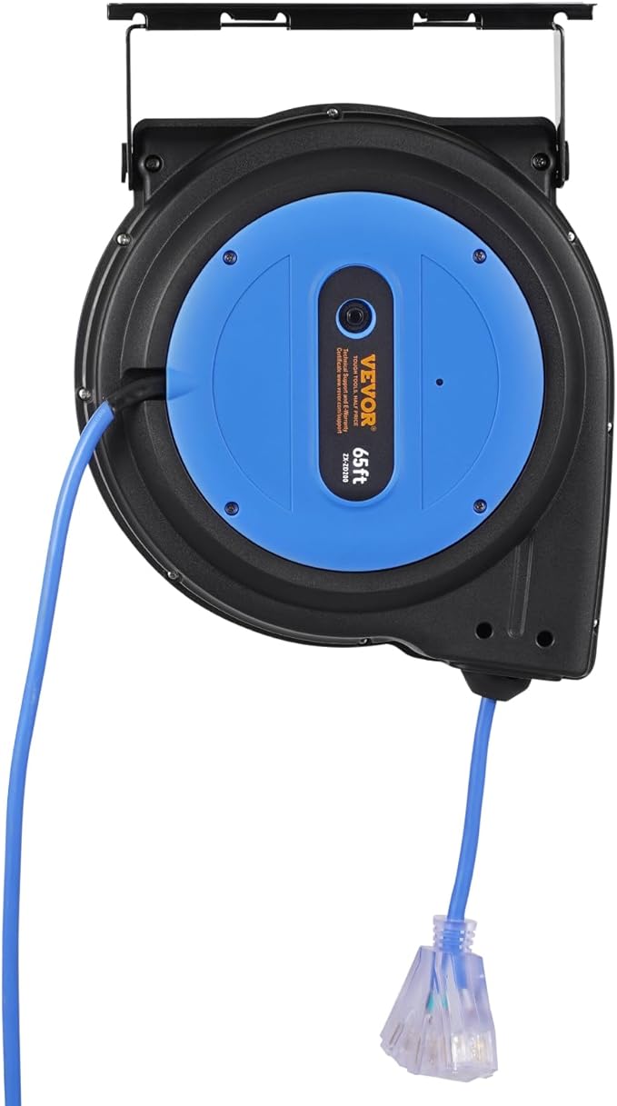 VEVOR 65FT Retractable Extension Cord Reel, 12AWG/3C SJTOW Heavy Duty Power - Image 12