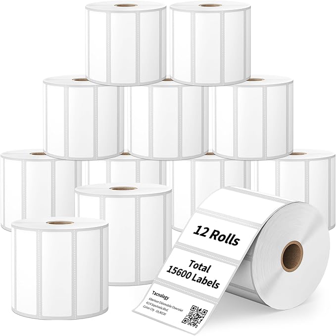 12 Rolls 3" x 1" Direct Thermal Labels by Tacnology