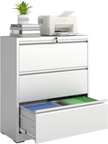 3 Drawer File Cabinet with Lock, Lateral Filing Cabinets, Metal Storage Filing by Unknown