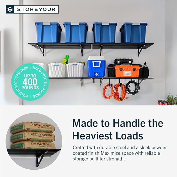 StoreYourBoard Heavy Duty Garage Shelf Wall Mount 1ft x 4ft – Wall-Mounted - Image 5