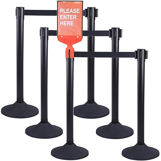 OangeStar 6 Packs Crowd Control Stanchion, Crowd Control Barrier Set w/10ft by OrangeStar