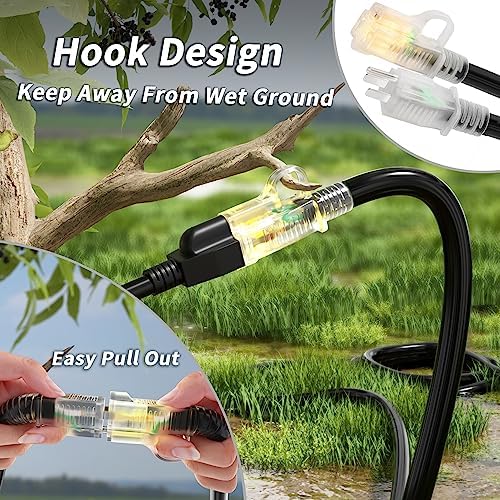PlugSaf 16/3 Gauge 150 FT Extension Cord Outdoor, Long Extension Cord Black - Image 3