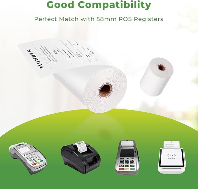 MUNBYN 2 1/4" X 85 ft Thermal Receipt Paper Cash Register Paper Rolls Fits - Image 6