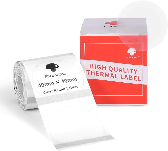 Phomemo Clear Circle Label for M110/M221/M220/M210/M200-1.57"x 1.57" by Phomemo